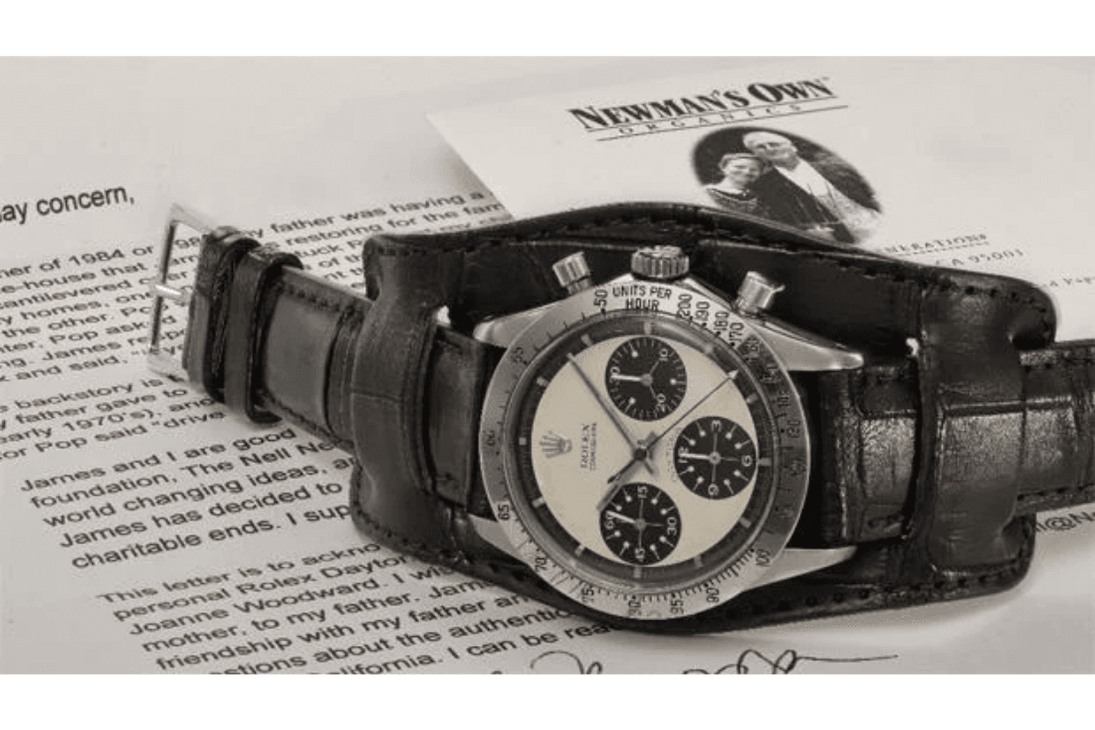 In 1984, Paul Newman gave the watch as a gift to James Cox, a college student who dated his daughter, Nell.